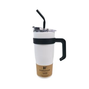 Hydraflow Capri, White, Insulated Tumbler with Straw, Triple Wall Layer